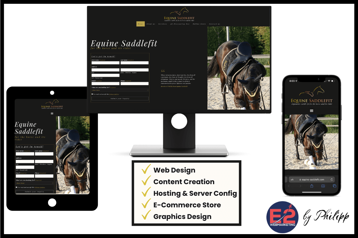 Client Reference equine-saddlefit - Portfolio Webdesign - Philipp - E2webmarketing